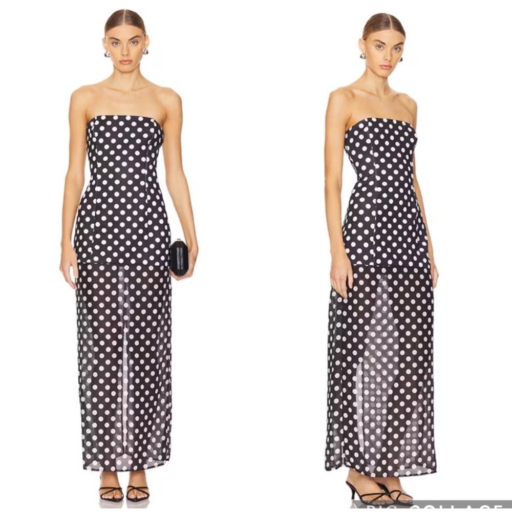 NEW SNDYS x Revolve Chloe Dress in Black and White Polka Dot